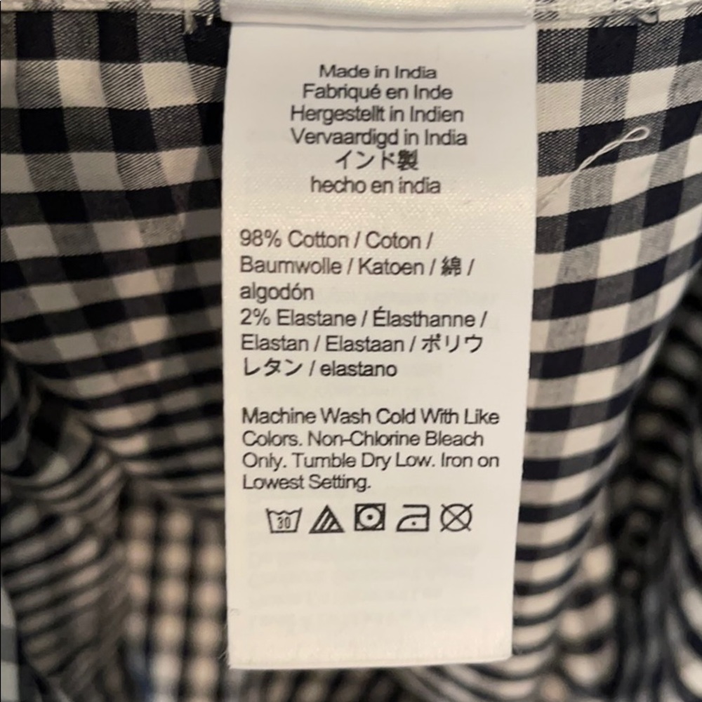 J.Crew Classic-fit ruffleneck shirtdress dress navy check AY173 - Picture 6 of 14